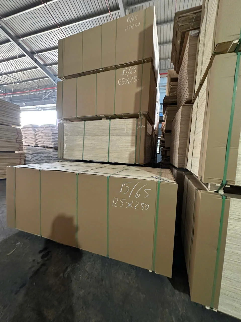 Mika Plywood plywood pallets strapped and ready for container loading — packing overview Vietnam