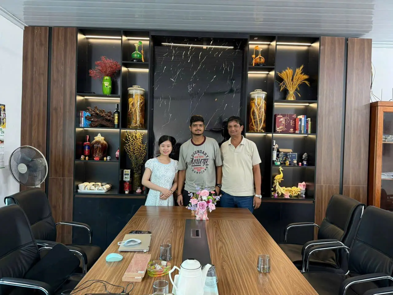 International buyers visiting Mika Plywood Vietnam factory — reviewing plywood certifications documentation