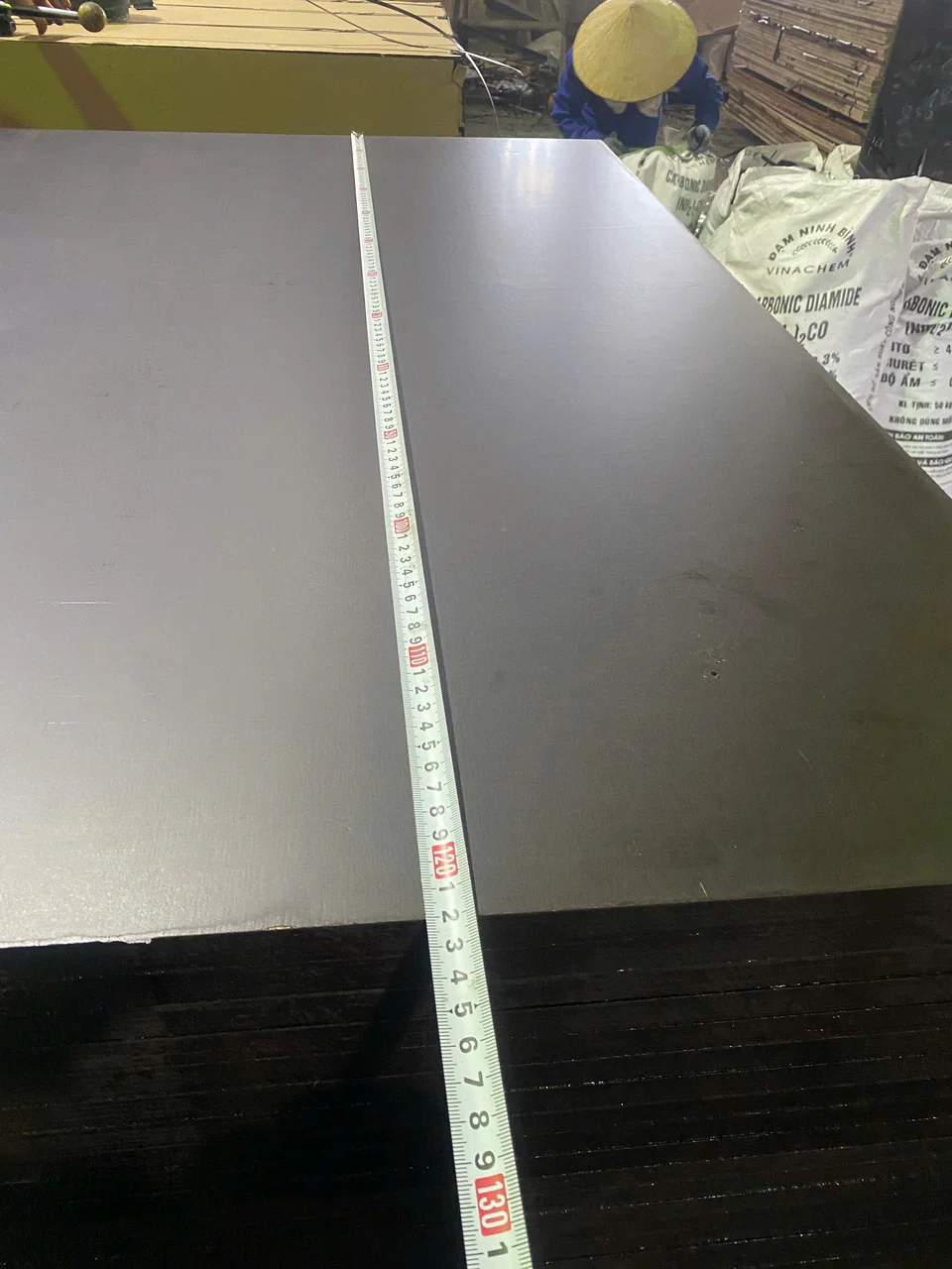 Construction plywood thickness caliper check ±0.5mm — Mika Plywood Vietnam QC