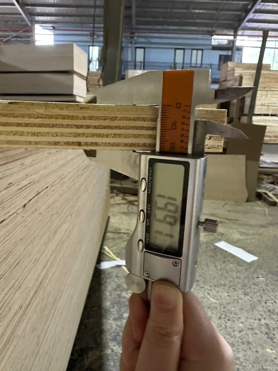 QC thickness inspection plywood Vietnam factory export grade Mika Plywood