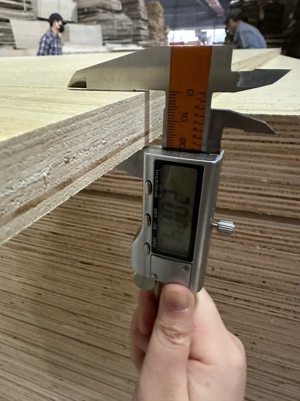 plywood QC thickness measurement caliper inspection hcply factory vietnam