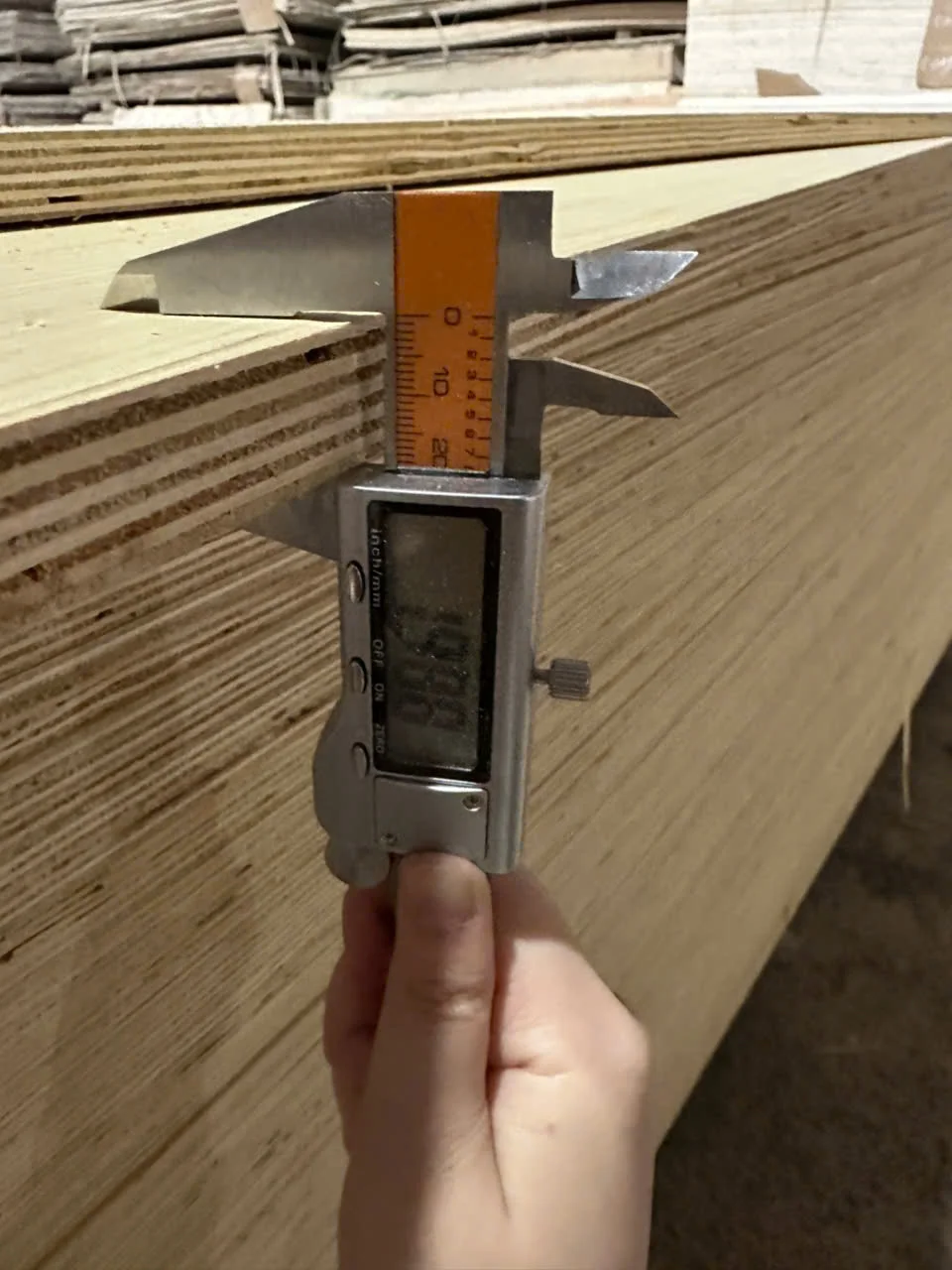 Standard plywood thickness measurement caliper quality control Mika Plywood Vietnam