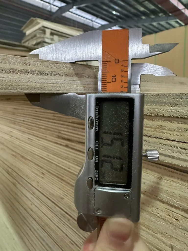 Vietnam plywood factory QC thickness inspection 16mm export standard Mika Plywood