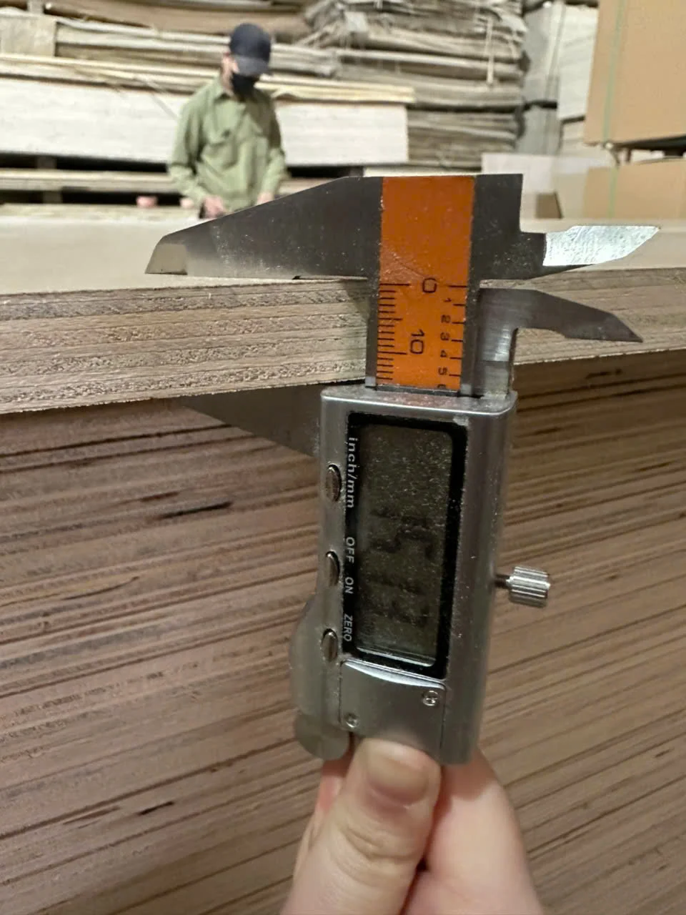 Mika Plywood quality control thickness measurement plywood factory inspection
